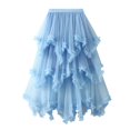 thumbnail image 1 of Riforla Women Mesh Solid Skirt A Line Color Waist Long Skirt High Skirt Womens Skirts Sky Blue One Size, 1 of 5