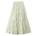 thumbnail image 1 of Riforla Skirts for Women Dance Party A-Line High Waisted Pleated Crinkle Skirt Big Hem for Holiday Carnival Performance Knee Length Skirt Beige_002 One Size, 1 of 6