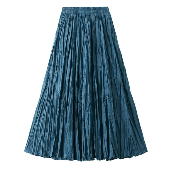 Riforla Women Mid Length Skirt Dance Party A Line High Waisted Pleated Skirt Holiday Party Half Skirts Womens Skirts Blue One Size