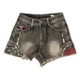 thumbnail image 1 of Riforla Women Pants Embroidered Denim Shorts Fashion Stretchy Ripped Denim Shorts for Women Grey XL, 1 of 6