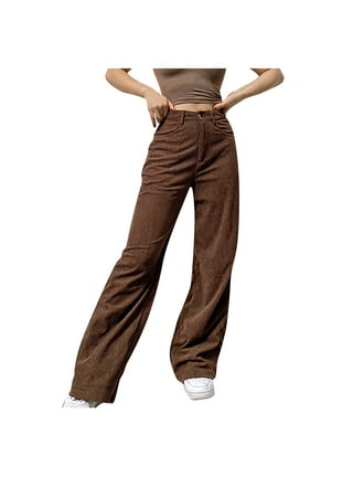 TheFound Women High Waisted Flare Pants Gothic Baggy Bell Bottom Flap  Pocket Cargo Pants Loose Casual Trousers 
