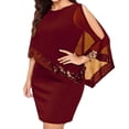 thumbnail image 1 of Riforla Women Plus Size Cold Shoulder Overlay Asymmetric Chiffon Strapless Sequins Dress Dresses for Women Red XXL, 1 of 5