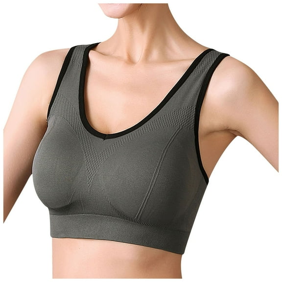 Riforla Women Rimless Yoga Running Straps Underwear Sports Bra with Pads Women Bras Grey L