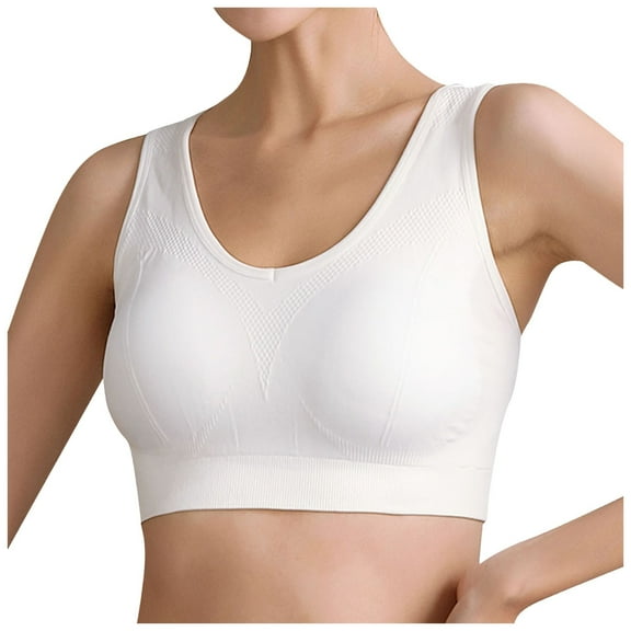 Riforla Women Rimless Yoga Running Straps Underwear Sports Bra with Pads Women Bras White S