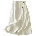 thumbnail image 1 of Riforla Women'S Casual Half Skirt A Line Skirt Summer Cotton Medium Length Elastic Waist Large Skirt Womens Skirts White XXL, 1 of 3