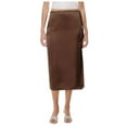thumbnail image 1 of Riforla Women Satin Skirt High Waist Slit Zipper Straight Solid Color Temperament Long Skirt Skirts for Women Brown L, 1 of 8