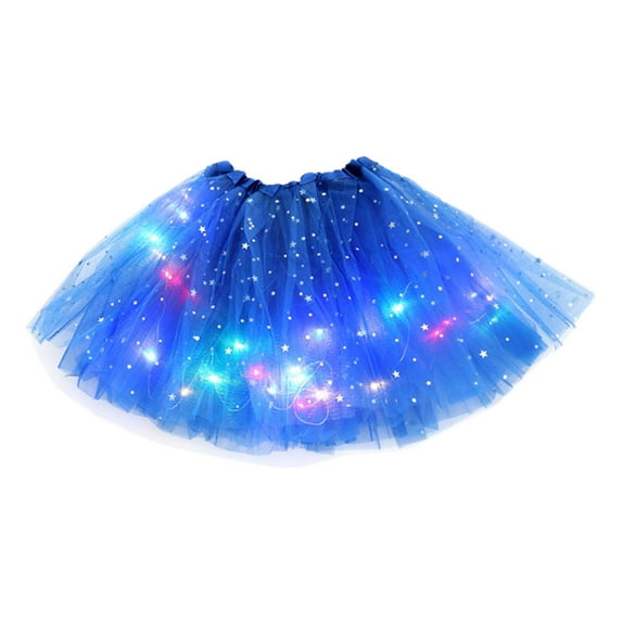 Riforla Women Skirt LED Fashionable New Pattern Pleated Skirt Mesh Sequin Decoration Illuminated Tutu Skirt Skirts for Women Trendy Blue_002 One Size