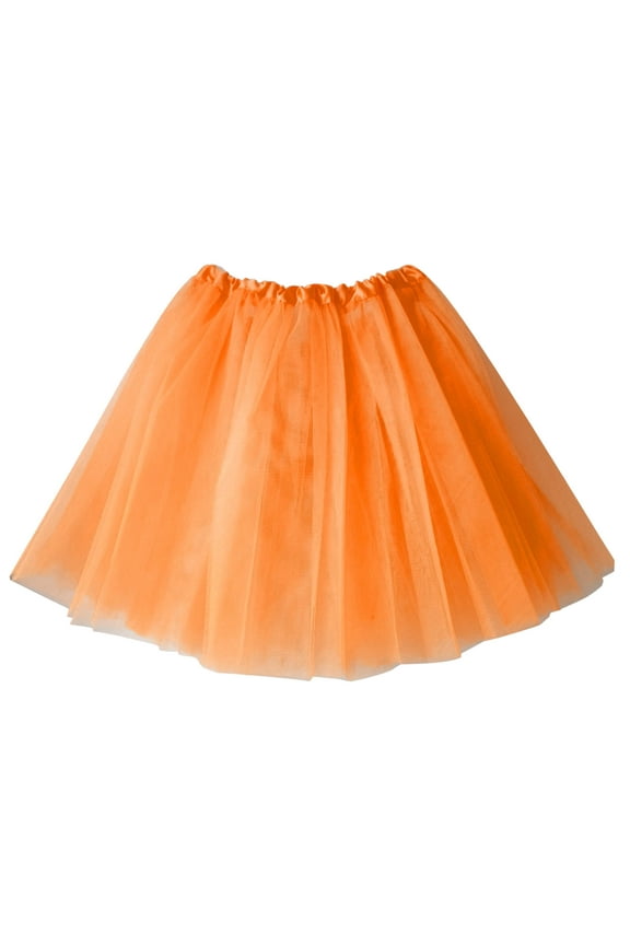 Women's Tutu Skirt Six Piece Mesh Tutu Skirt Three Layer Solid Color Dance Puffy Half Skirt Womens Skirts Orange One Size