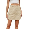 thumbnail image 1 of Ediodpoh Jean Skirt Women Skirt Soft Hugging Denim Skirt Elastic Waist Cargo Pocket Denim Short Skirt for Casual Womens Skirts Khaki XL, 1 of 8