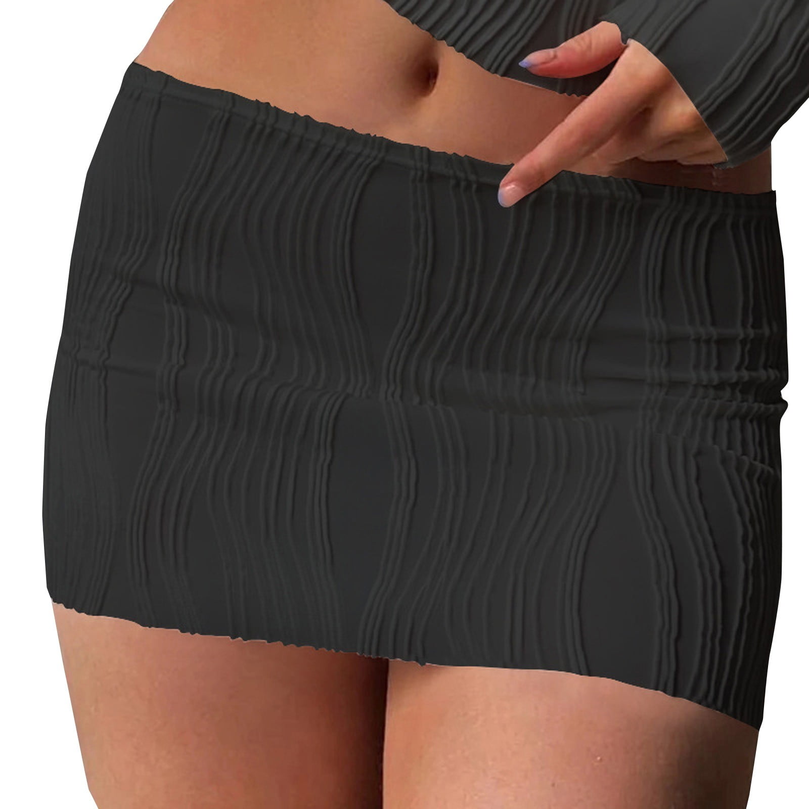 Women Solid Skirt Fashion Thin Elastic Waist Short Skirt Shorts Skirt Skirts for Women Black M