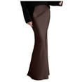 thumbnail image 1 of Riforla Women Spring Summer Skirt 2025 Silk Elegant High Waist Party Wedding Hem Satin Maxi Skirts Women's Skirts Coffee L, 1 of 5