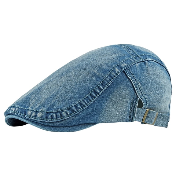 Riforla Women Spring and Autumn British Retro Simple Washed Denim Thin Breathable Forward Cap Hats for Woman Blue