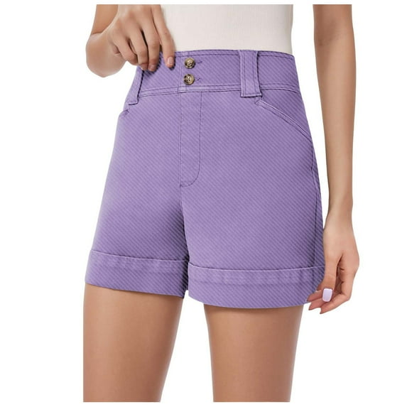 Riforla Women Stretch Twill Shorts Summer Stretchy Jean Shorts Casual Chino Shorts High Waist Denim Shorts Shorts for Women Purple XL