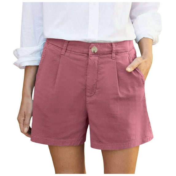 Riforla Women Stretch Twill Shorts Summer Stretchy Jean Shorts Casual Chino Shorts High Waist Denim Shorts for Women Hot Pink S