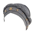 thumbnail image 1 of Riforla Women Turban Cap Beaded Headscarf Beanie Twisted Braid Wrap Hat Headwear Baseball Caps Grey_002, 1 of 4