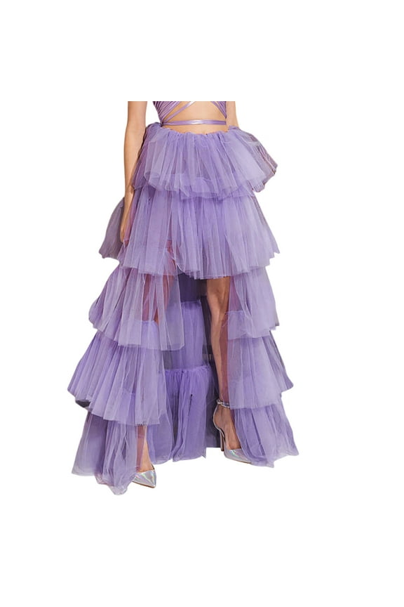 Riforla Women Tutu Maxi Skirt A Line Elastic Waist Layered Long Skirt Rave Party Puplum Skirt Mesh Skirt Womens Skirts S
