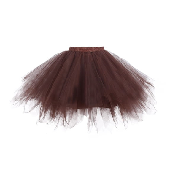 Riforla Carnival Tutu Skirts for Women Christmas Dance Party Solid Color Mesh Tutu Skirt Holiday Ballet Skirt Women's Skirts Coffee_001 M