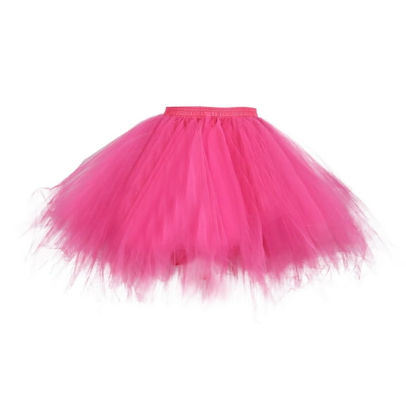 Riforla Carnival Tutu Skirts for Women Christmas Dance Party Solid Color Mesh Tutu Skirt Holiday Ballet Skirt Women's Skirts Hot Pink_001 M