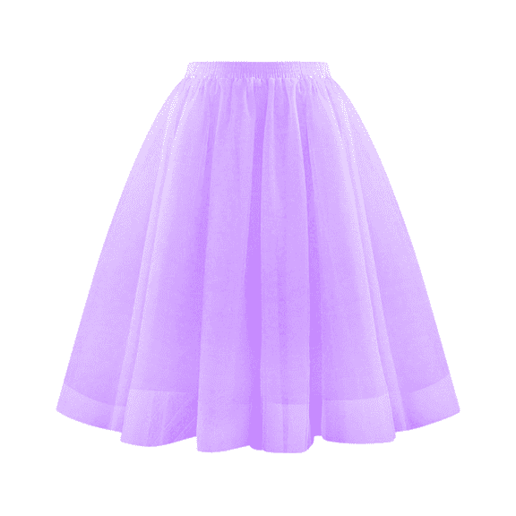 Ediodpoh Carnival Tutu Skirts for Women High Waist Pleated Mesh Skirt Soft Drape Mid Length Large Size A Line Skirt Skirts for Women Light Purple S