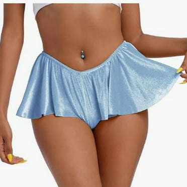 Riforla Women Velvet Shorts Mid Rise Yoga Running Short Pants Hot Rave Booty Shorts Mini Pants Dance Bottoms Shorts for Women Blue L