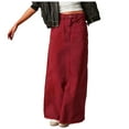 thumbnail image 1 of Ediodpoh Long Denim Skirt Women Denim Maxi Skirt Hem High Waist A Line Long Jean Skirt Loose Straight Casual Women's Skirts Red L, 1 of 5