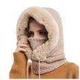 thumbnail image 1 of Riforla Women Winter Outdoor Riding Headgear Cold-Proof Ski Cap Warm Bib Face Mask Integrated Cold-Proof Hood Hat Bomber Hats Beige, 1 of 5
