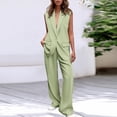 thumbnail image 1 of Riforla Women's 2 Piece Outfits Sleeveless Suit Vest and Wide Leg Pants Business Casual Sets Two Piece Sets for Women Green M, 1 of 9