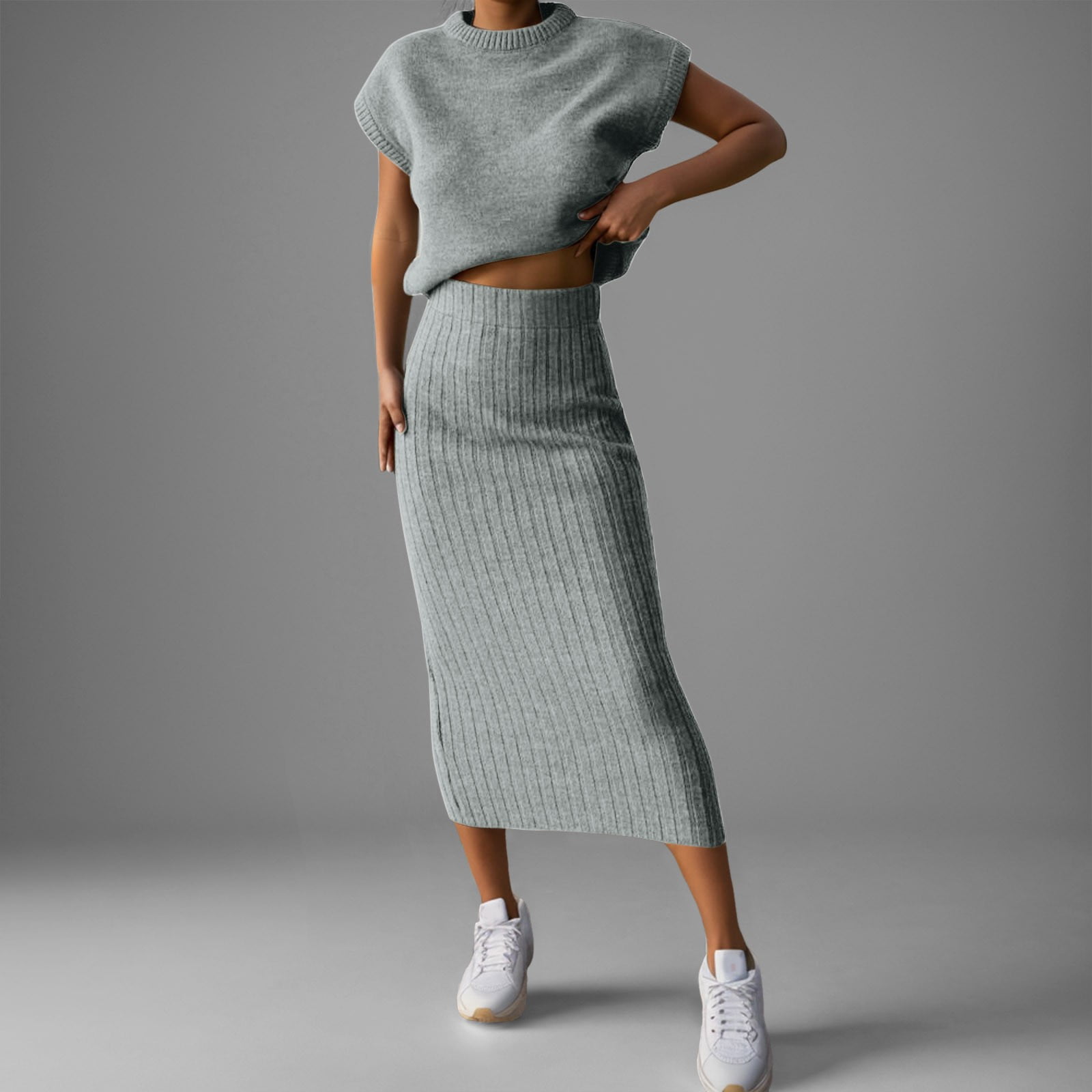 Riforla Women's 2 Piece Sweater Sets Outfits Knit Vest Riforla Women's 2 Piece Sweater Sets Outfits Knit Vest