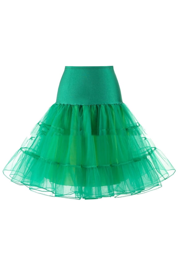 Riforla Women's Skirts High Waist Pleated Short Mesh Skirt Adult Dancing Ballet Party Puffy Skirt Ballet Skirt Green_001 L