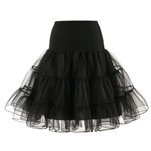 Riforla Women's 50s Petticoat Skirt Vintage Tutu Underskirt High Waist Pleated Petticoat Dancing Skirts for Women black_001 M