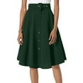 thumbnail image 1 of Riforla Women's A Line Flared Midi Skirt Vintage Stretch High Waisted Button Down Swing Skirt with Pockets and Belts Skirts for Women Trendy Green S, 1 of 6