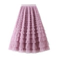 thumbnail image 1 of Ediodpoh Tutu Skirt Women's A Line Pleated Long Tutu Skirt with Ruffle Mesh Calf Length Chiffon High Waist Cake Skirt Skirts for Women Purple L, 1 of 4
