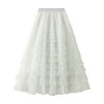 thumbnail image 1 of Ediodpoh Tutu Skirt Women's A Line Pleated Long Tutu Skirt with Ruffle Mesh Calf Length Chiffon High Waist Cake Skirt Skirts for Women White L, 1 of 8