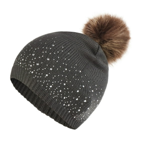 Riforla Women's Adult Autumn/Winter Warm Solid Color Knitted Woolen Hat Womens Hats Grey