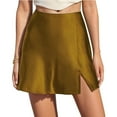thumbnail image 1 of Riforla Women's Basic High Waist Solid Satin Bodycon Mini Pencil Skirt Skirts for Women Yellow M, 1 of 7