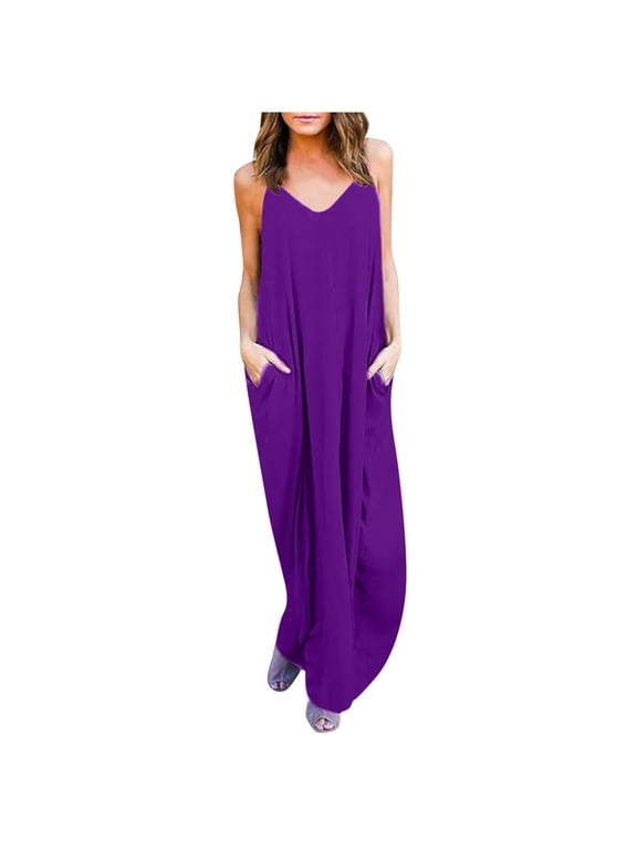 Riforla Women's Boho Beach Dress Irregular Neckline Pocketed Maxi Dress Casual Summer EU/US Sizes Women Mother of The Bride Dresses XXL