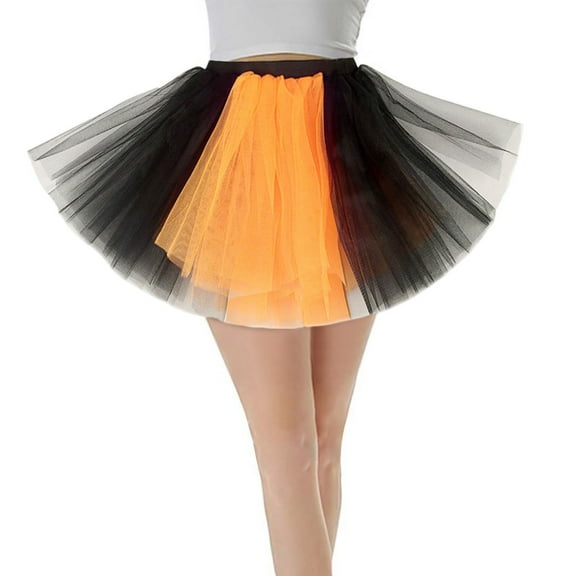 Riforla Women's Candy Color Multicolor Skirt Support Half Body Puff Petticoat Colorful Small Short Skirt Skirts for Women Trendy Orange One Size