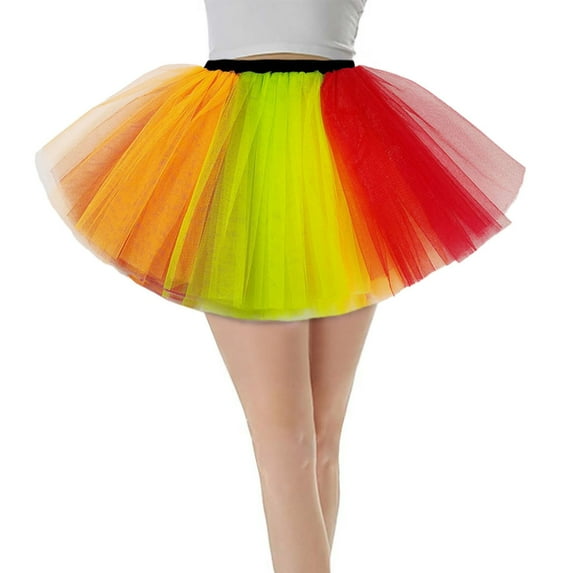 Riforla Women's Candy Color Multicolor Skirt Support Half Body Puff Petticoat Colorful Small Short Skirt Skirts for Women Trendy Yellow One Size
