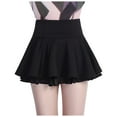 thumbnail image 1 of Riforla Women's Chiffon Solid Color Skirt Pleated Mini Skirt Cute Womens Skirts Black M, 1 of 5