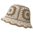 thumbnail image 1 of Riforla Women's Color Blocked Knitted Retro Hollow Breathable Daily Fisherman's Hat (3) Bucket Hats Beige, 1 of 2