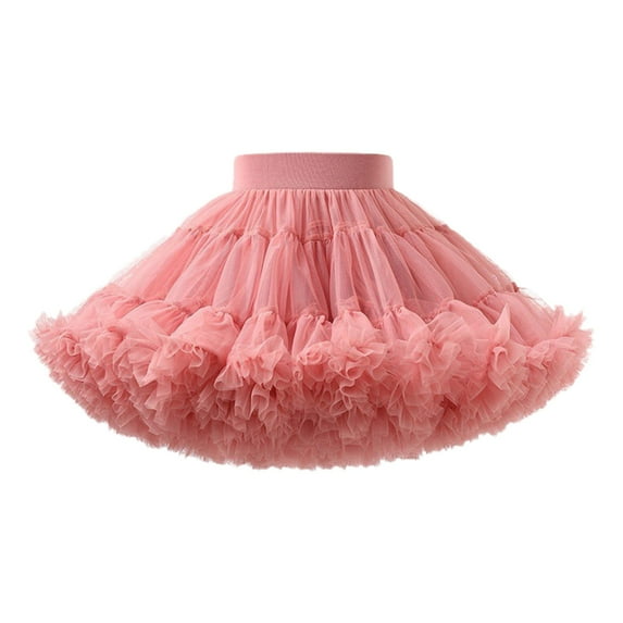 Riforla Women's Elastic Waist Chiffon Petticoat Puffy Tutu Tulle Skirt Princess Ballet Dance Pettiskirts Underskirt Pink One Size