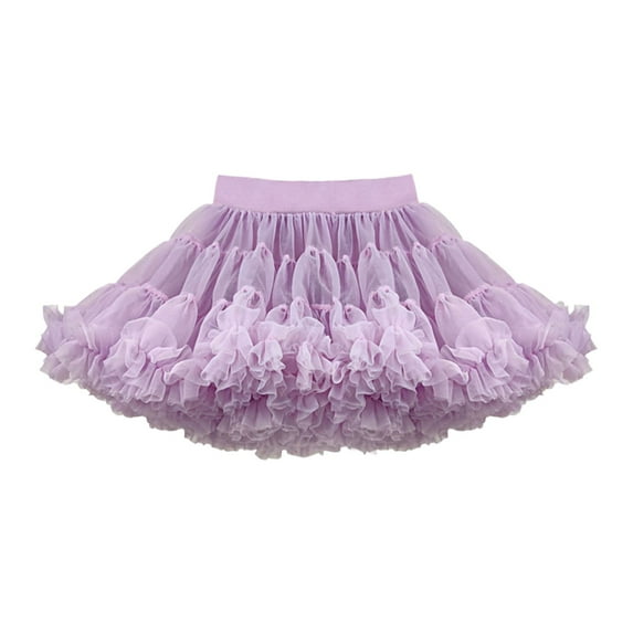 Riforla Women's Elastic Waist Chiffon Petticoat Puffy Tutu Tulle Skirt Princess Ballet Dance Pettiskirts Underskirt Purple One Size