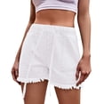 thumbnail image 1 of Riforla Women's Elastic Waist Drawstring Casual High Waist Rugged Denim Shorts Women's Fashion Shorts for Women White M, 1 of 7