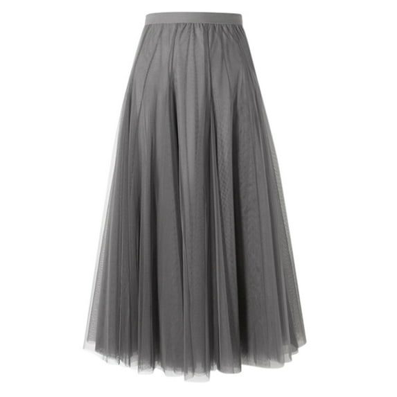 Riforla Women's Fashion Big Swing Skirt Thin A Line Skirt Solid Color Skirt1 Skirts for Women Trendy Grey S