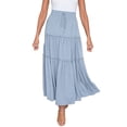 thumbnail image 1 of Riforla Women's Fashion Casual High Waisted MIDI Boho Style Pleated Skirt Womens Skirts Blue L, 1 of 5