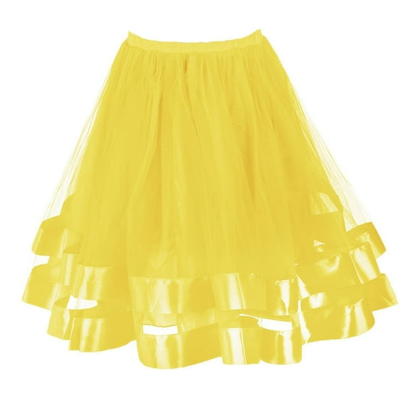 Riforla Women's Fashion Casual Plus Size Adult Shampan Half Stage Dress TUTU Dress Women's Skirts Yellow XL