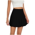 thumbnail image 1 of Riforla Women's Fashion Casual Solid Color All Ultra Short Pleated Skirt Womens Skirts Black XL, 1 of 3