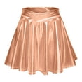 thumbnail image 1 of Riforla Women's Fashion High Waist Pleated Solid Color Short Skirt Loose Skirt Metallic Skater Skirt Sparkly Shiny Flared Pleated A Line Mini Skort Skirts for Women Trendy Rose Gold L, 1 of 4