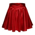 thumbnail image 1 of Riforla Women's Fashion High Waist Pleated Solid Color Short Skirt Loose Skirt Metallic Skater Skirt Sparkly Shiny Flared Pleated A Line Mini Skort Skirts for Women Trendy Red L, 1 of 4
