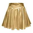 thumbnail image 1 of Riforla Women's Fashion High Waist Pleated Solid Color Short Skirt Loose Skirt Metallic Skater Skirt Sparkly Shiny Flared Pleated A Line Mini Skort Skirts for Women Trendy Gold S, 1 of 4